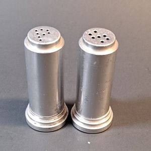 Vintage Aluminum Art Deco Grannycore Salt and Pepper Shakers